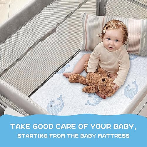 Miniatura 8 de Colchón Pack and Play, de doble cara, firme y suave, de espuma viscoelástica de 38 x 26 pulgadas, colchón transpirable para Pack N Play con funda de
