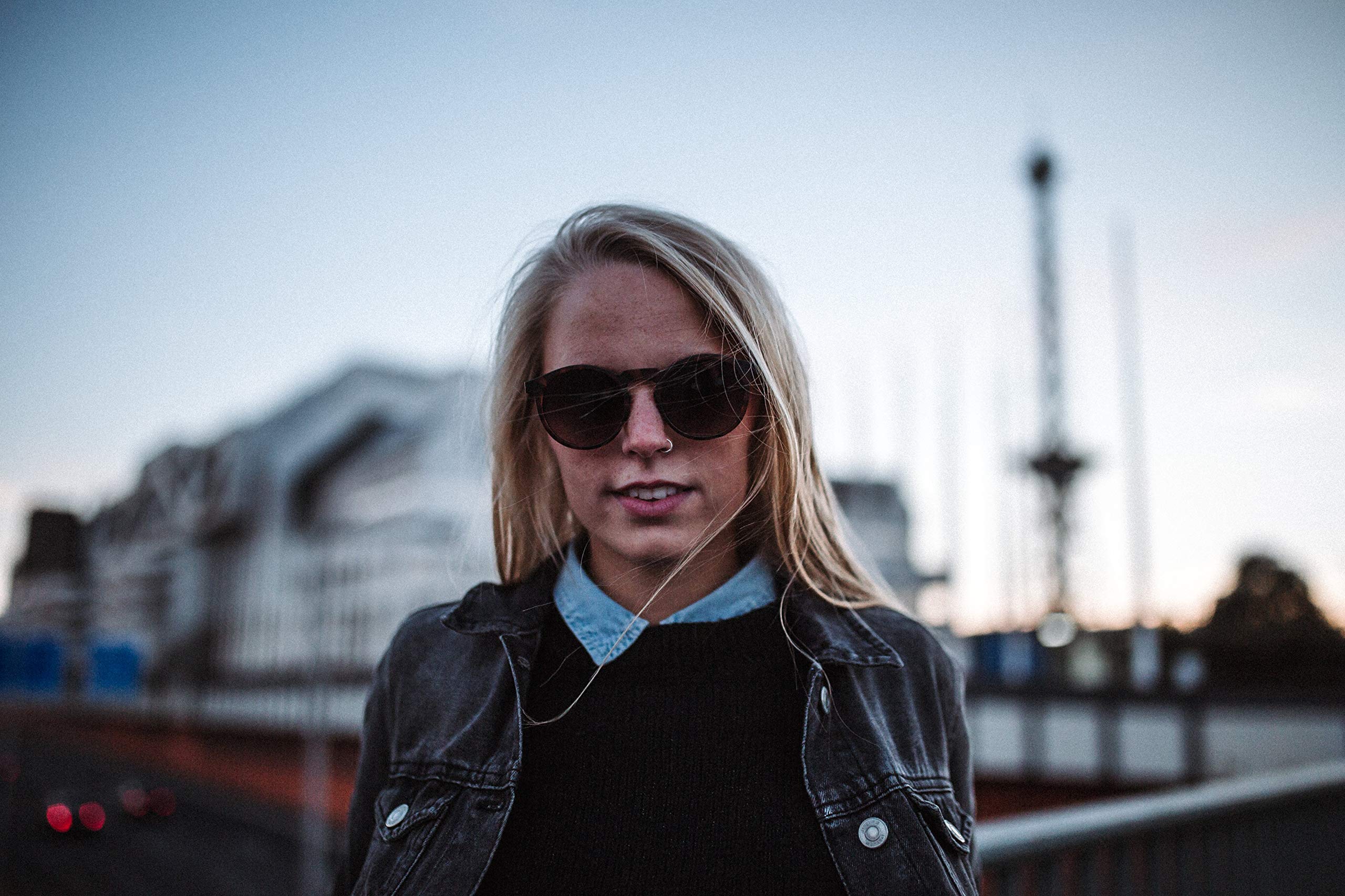 TAKE A SHOT Holz-Sonnenbrille Rund Damen Herren, Schmal Runde Gläser, UV400 - Sonnenbrille Holz