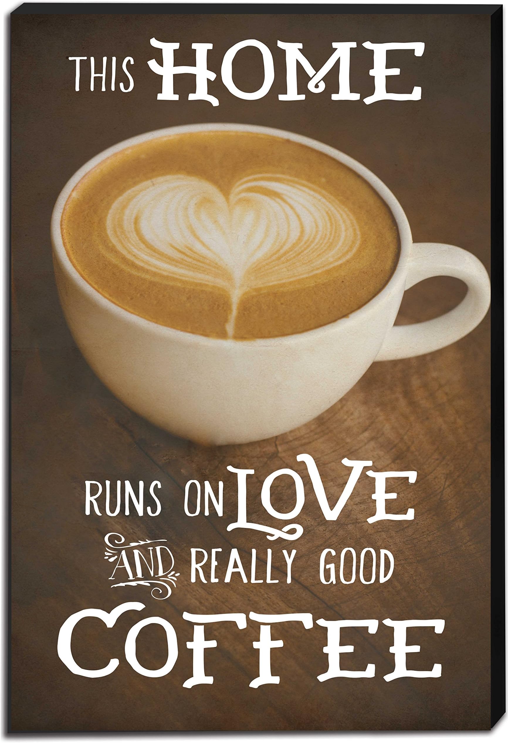 Kindred Hearts 12"x18" This Home Runs on Love & Coffee Canvas Art, Brown
