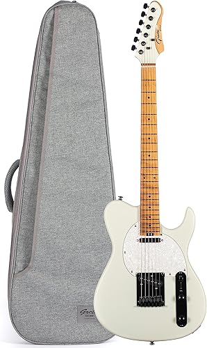 Grote Guitarra eléctrica sólida GR Standard T Acabado mate Álamo Cuerpo Asado Arce Cuello con Gigbag (blanco)