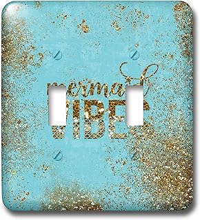 3dRose lsp_266923_2 Vibes-Glitter Saying and Mermaid Illustration on Teal and Gold Toggle Switch, Mixed