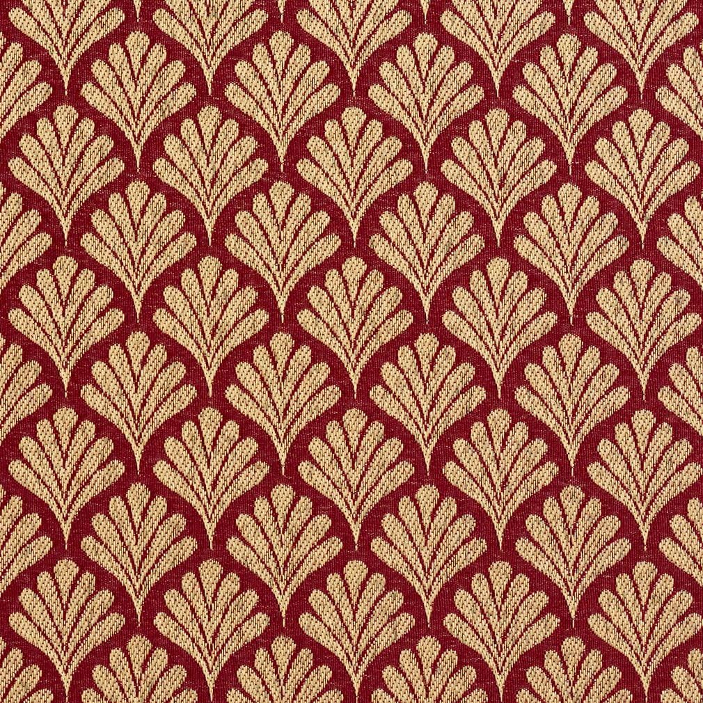 Red Fan Jacquard Woven Upholstery Fabric by The Yard - SKU: Amanda Crimson