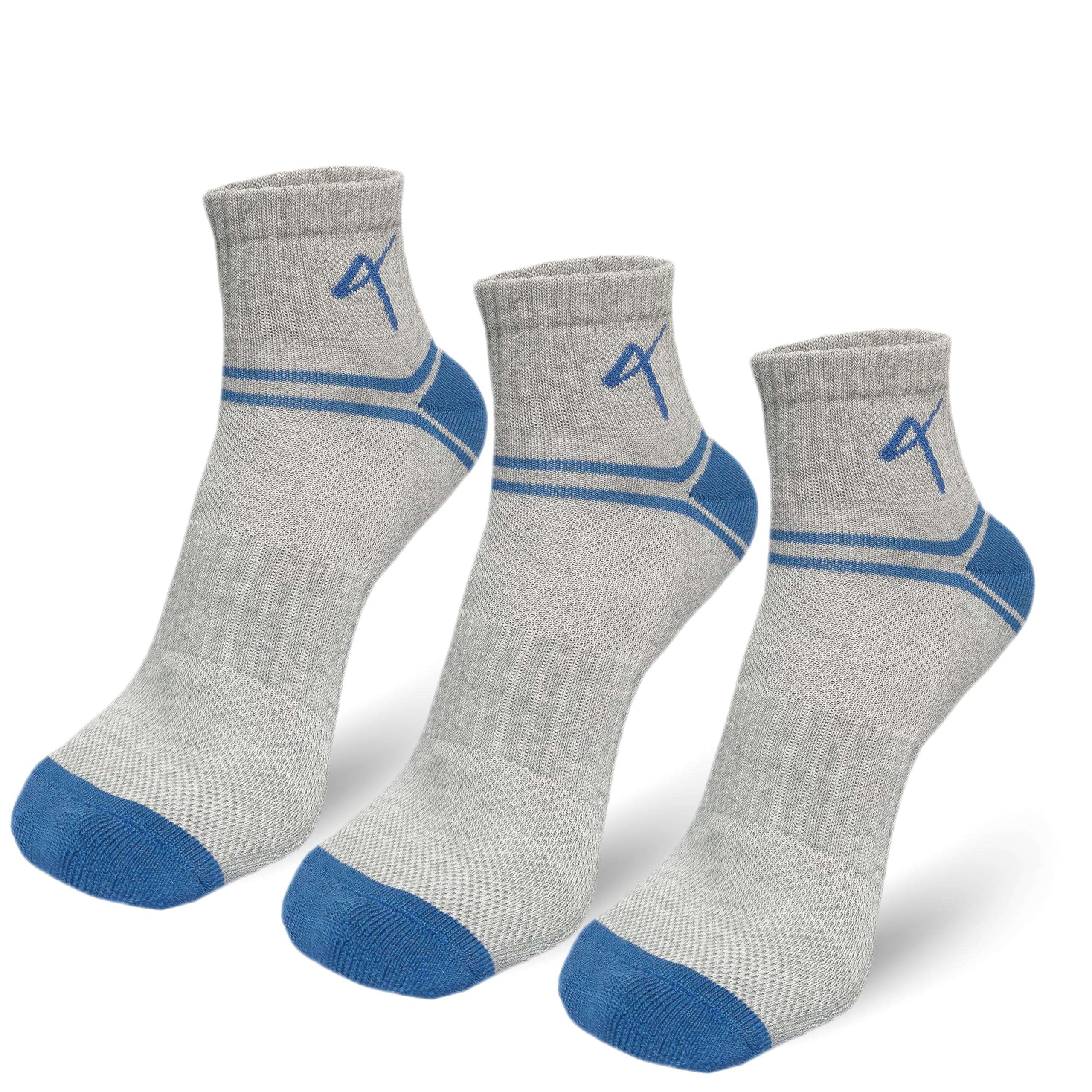 Pack of 3 - Grey Sports Perfromance Activewear Ankle Socks Compression Cushioned Unisex Fitness Running Sports-image-12