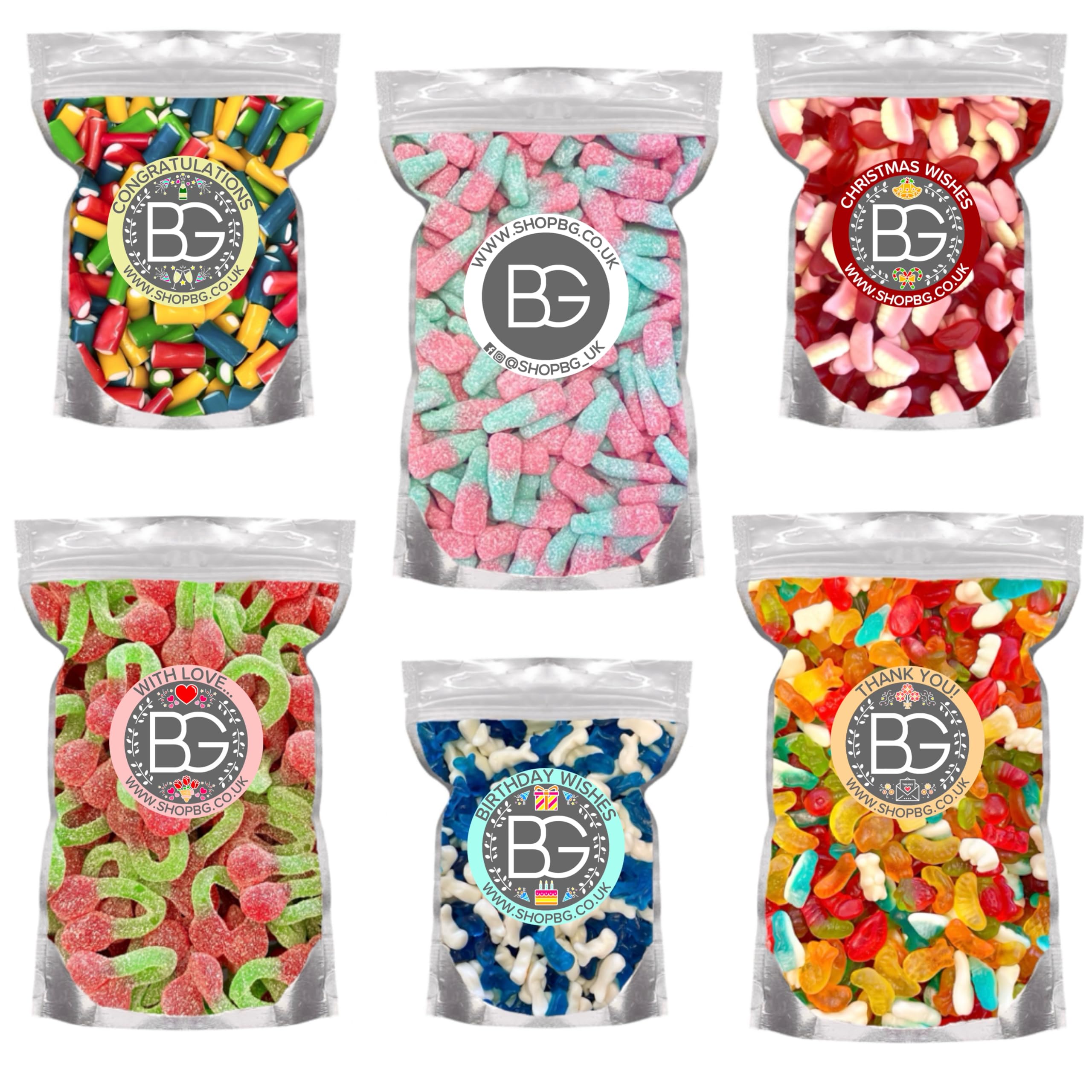 BG Quality Pick & Mix Sweets - Retro Candy Gift Pouch - Choose Your Sweetie (Great Present for Birthday, Christmas, Xmas, Thank You, Easter, Valentines Gift)