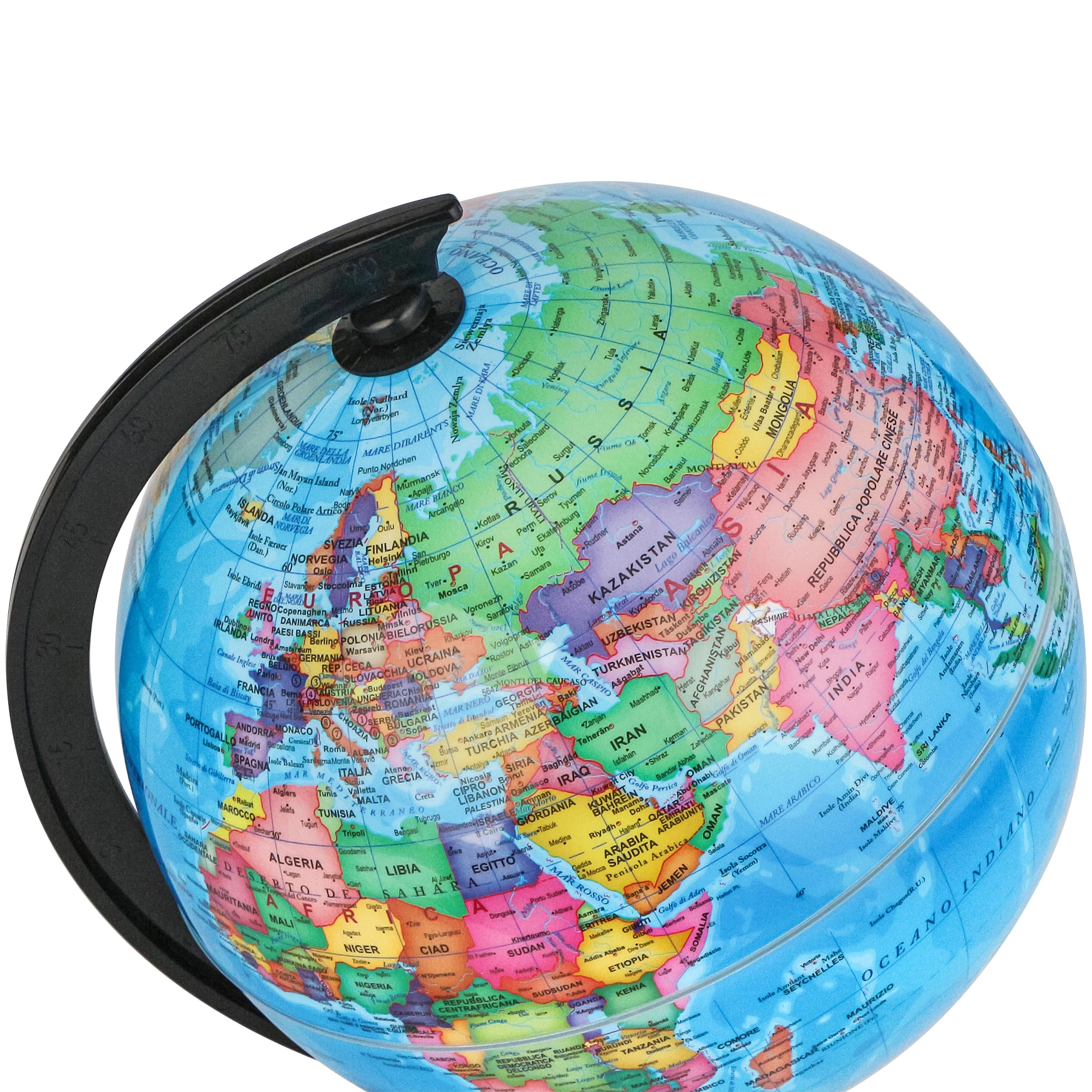 Mappamondo 14 cm Mappa Italiana Base Nera Exerz