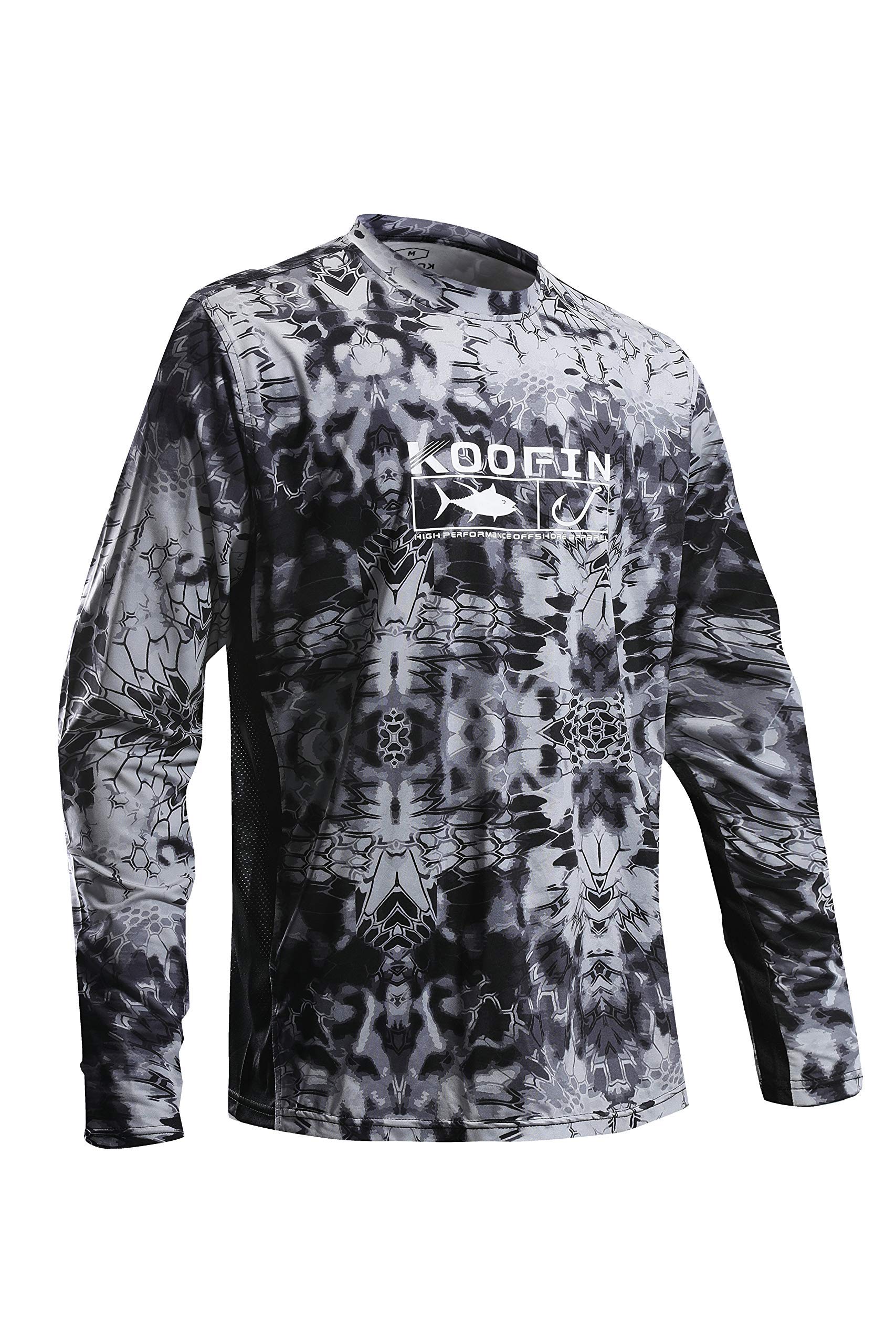 KoofinPerformance Fishing Shirt Vented Long Sleeve Sunblock Shirt Sun Protection UPF50 Rash Guard with Mesh Sides