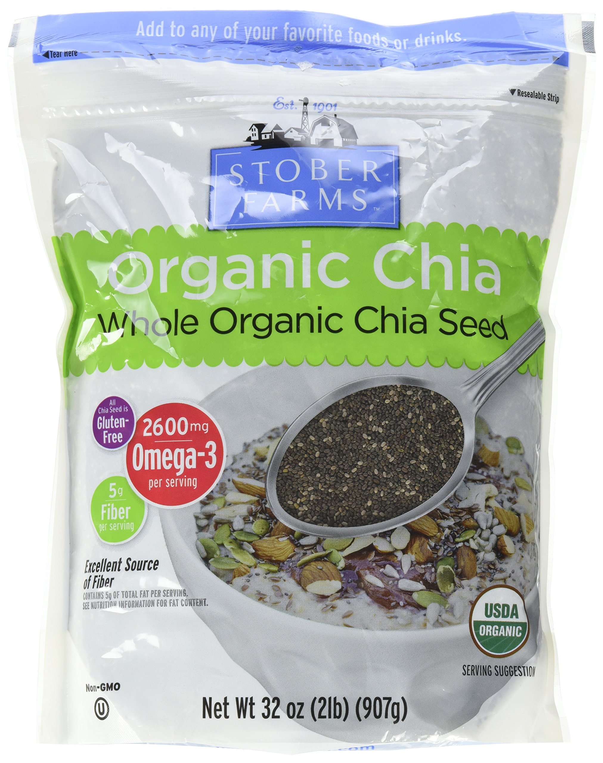 Stober Farms Whole Organic Chia Seed, 2 Pound
