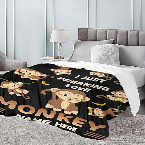 Miniatura 5 de Mantas personalizadas con nombre "I Just Freaking Love Monkey,ok Name", regalo personalizado para niñosniños, para sofá, cama, dormitorio, sala de