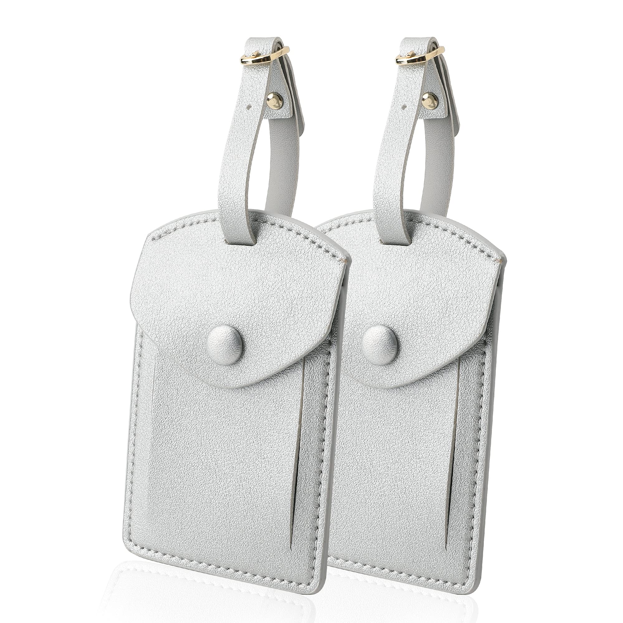 Kevancho Leather Luggage Tags for Men Women, Suitcase Labels Baggage Bag Tag ID Tags with Full Back Privacy Cover for Cruise Ships, Travel Accessories