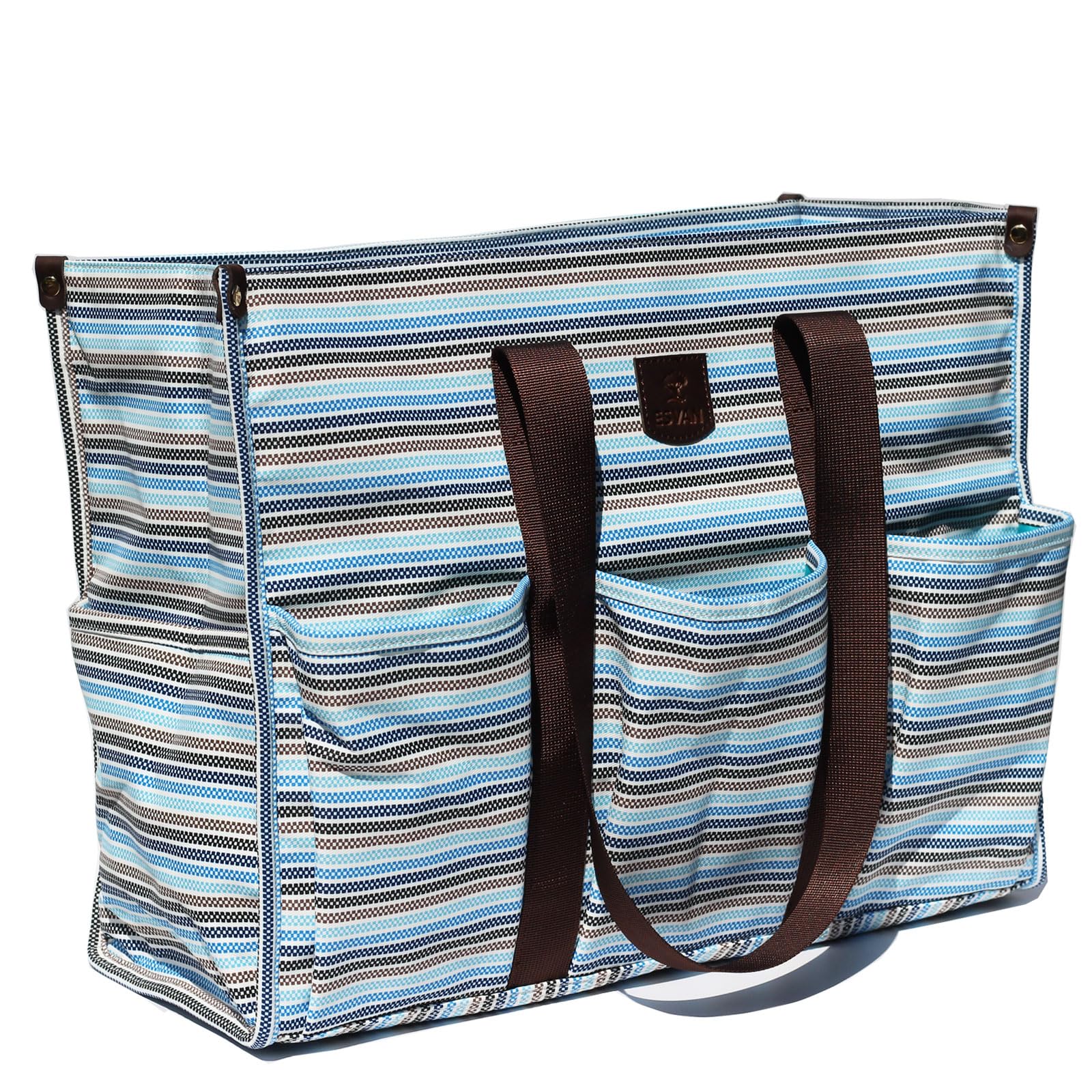 ESVAN Utility Tote Bag with Zip Top Waterproof Teacher Tote Bag for Teacher Work Women Beach