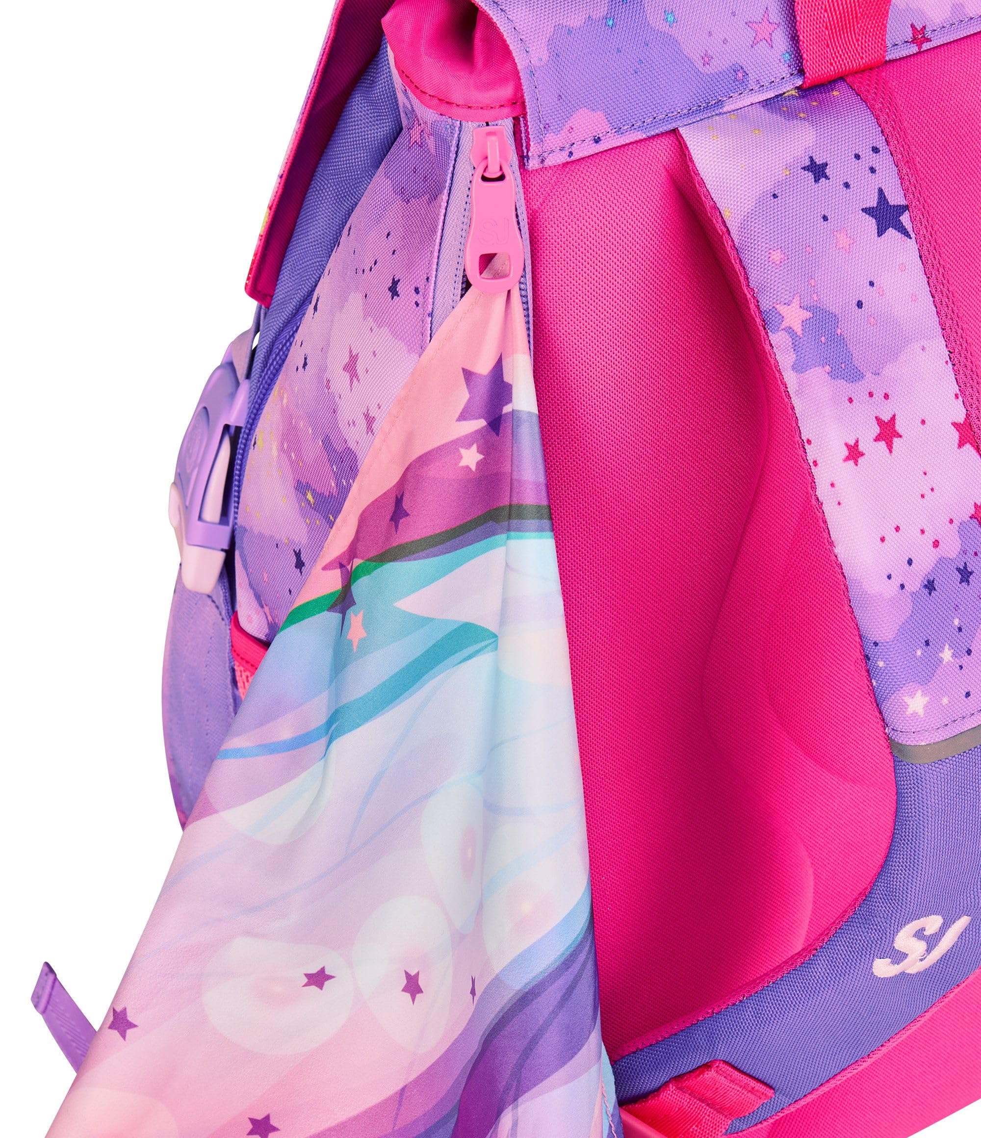 SJ GANG STYLE JAM GANG Zaino Scuola Estensibile Big Unicorn, Viola, Zaino con Divisorio Interno,Unicorno, Tasca Superiore con Ali a Scomparsa, 24 L, Scuola Elementare, Bambina