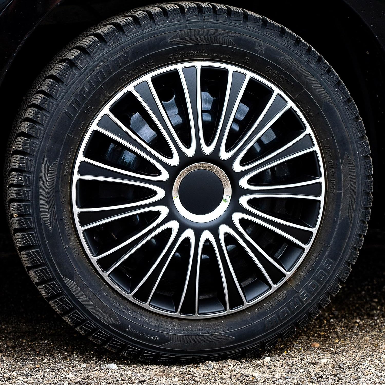 Alpena 58287 Le Mans Wheel Cover Kit, Black-Silver, 17-Inches, Pack of 4