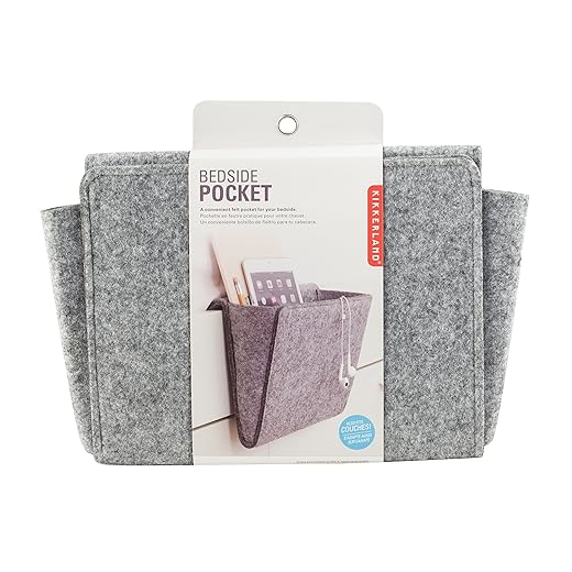 Kikkerland Bedside Betttasche, Stoff, Grau, 22x 28.2X 4