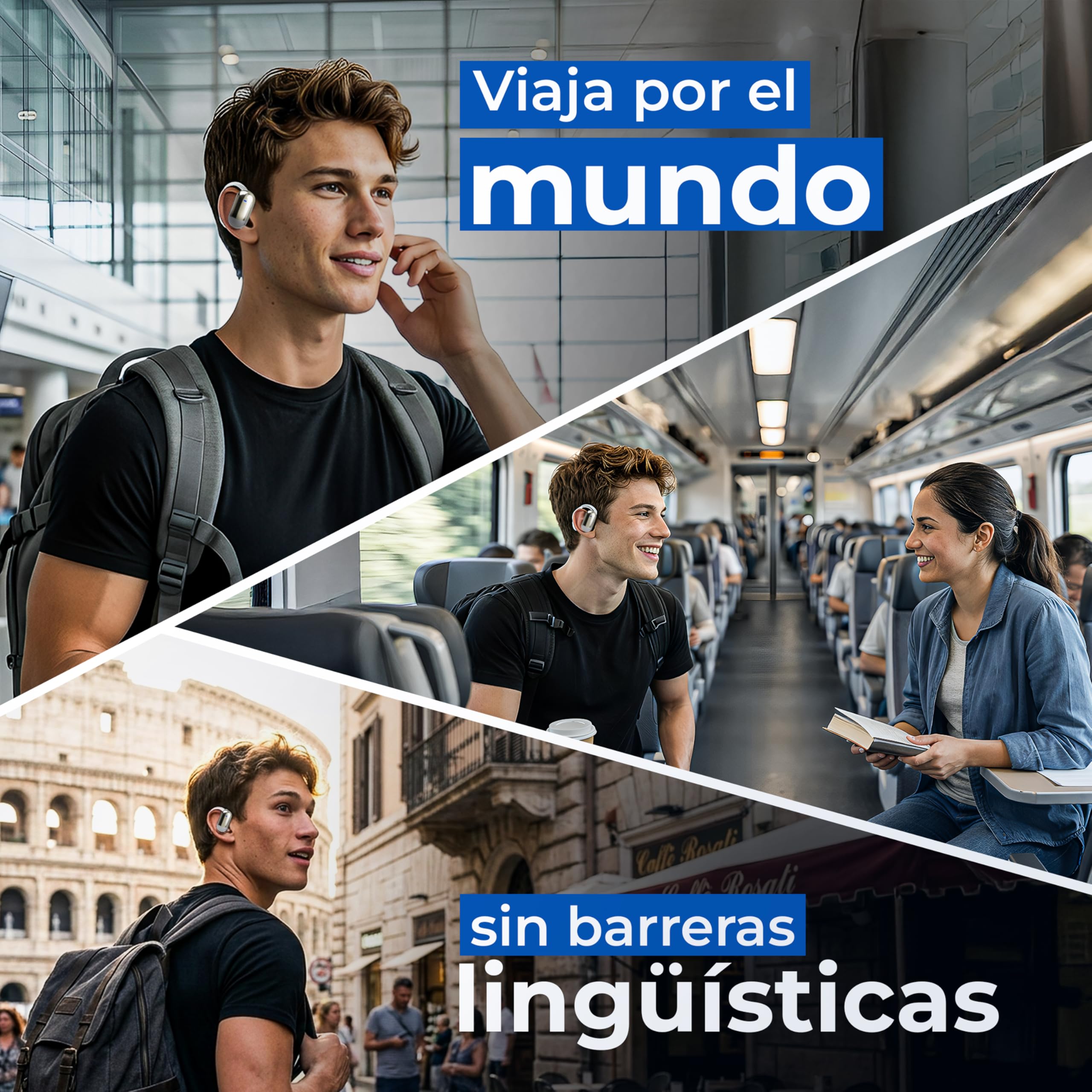 Auriculares Traductor en Tiempo Real - Auriculares Inalámbricos Bluetooth 5.4, Traductor Instantáneo de Voz, Auriculares Traductores Simultáneos IA, Traductor de Idiomas con Voz en Tiempo Real