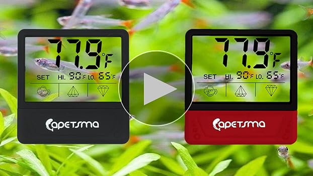 Fish Tank Digital Thermometer Digital Aquarium Thermometer LED Display Stick-on Fish Tank Thermometer Default HI/LO Alarm Cordless Tank Temperature