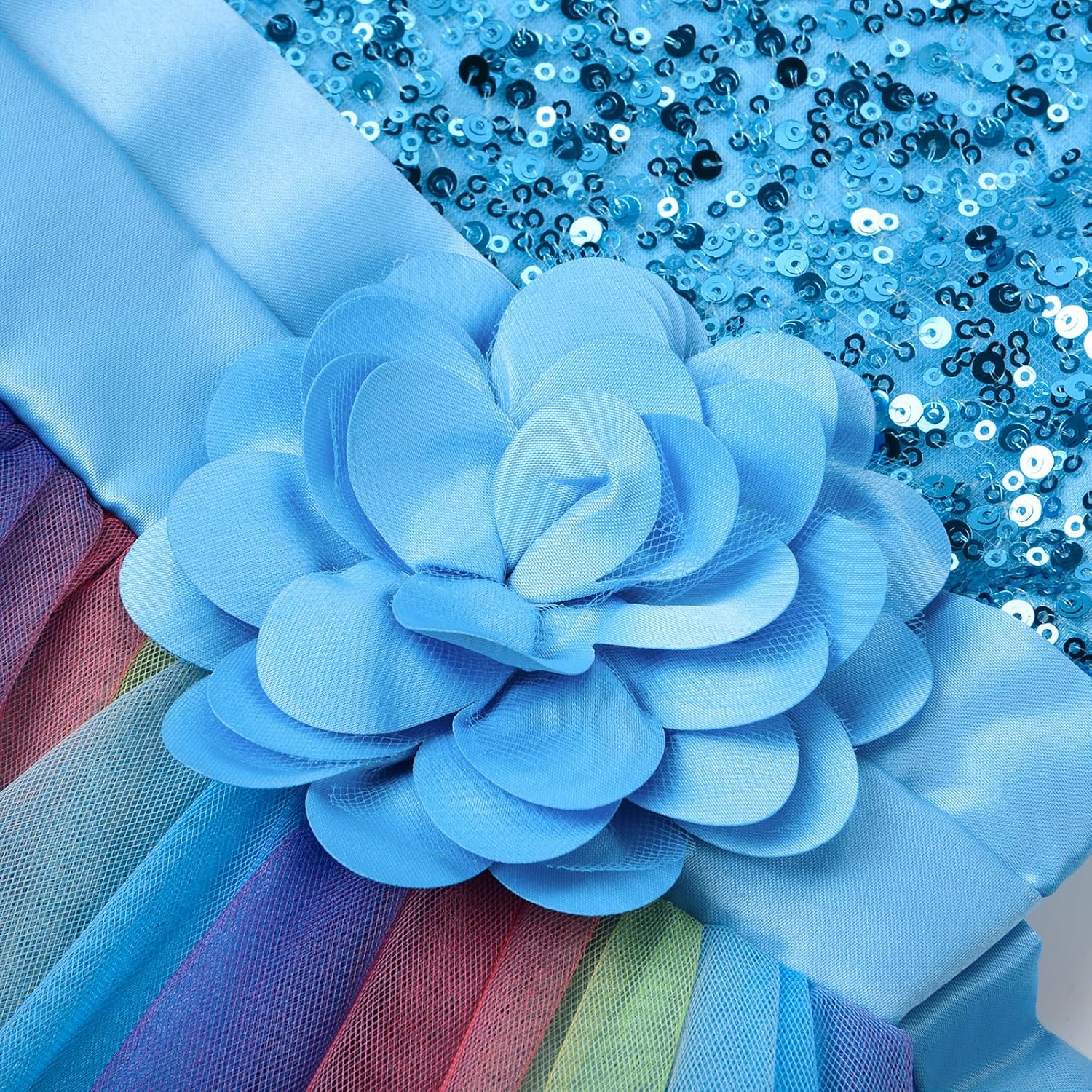 JerrisApparel Flower Girls Sequin Dress Rainbow Tutu Birthday Party Dress Pageant Gown - Image 2
