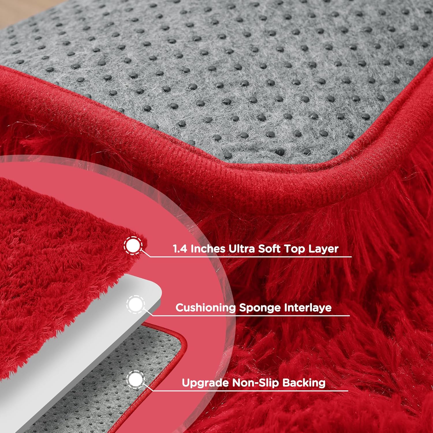 Red Shag Area Rug for Bedroom, 4x6 Fluffy Shaggy Rugs for Living Room Nursery, Ultra Soft Comfy, Modern Fuzzy Plush Carpet for Girls Kids Boys Teen Dorm Indoor Home Decor, Upgrade Non-Slip