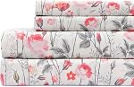 EnvioHome Queen Bed Sheets Cotton 4 PCs, Soft Long Staple 100% Cotton Sheets Queen Fade Resistant, Breathable & Cooling Sheets, Deep Pocket Snug Fit Elastic Floral Bed Sheets Queen, Sweet Ditsy Floral