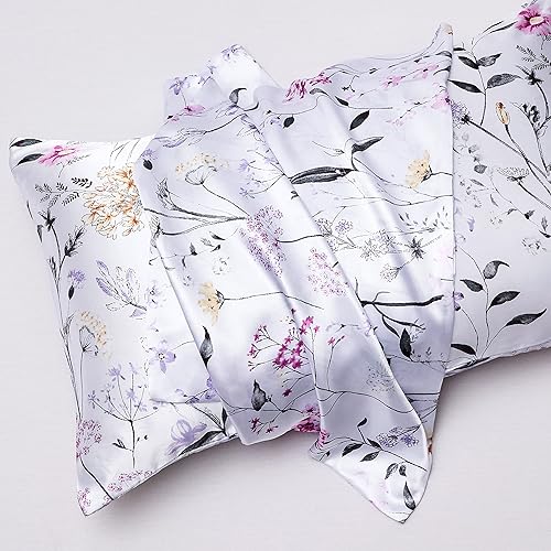 Miniatura 8 de NASUMR Funda de almohada de satén para cabello y piel, fundas de almohada de satén blanco para mujer, paquete de 2 fundas de almohada de satén