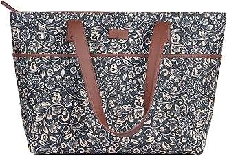 Women's Handmade Vegan Leather Printed Tote Handbags with Double Handle (Black)