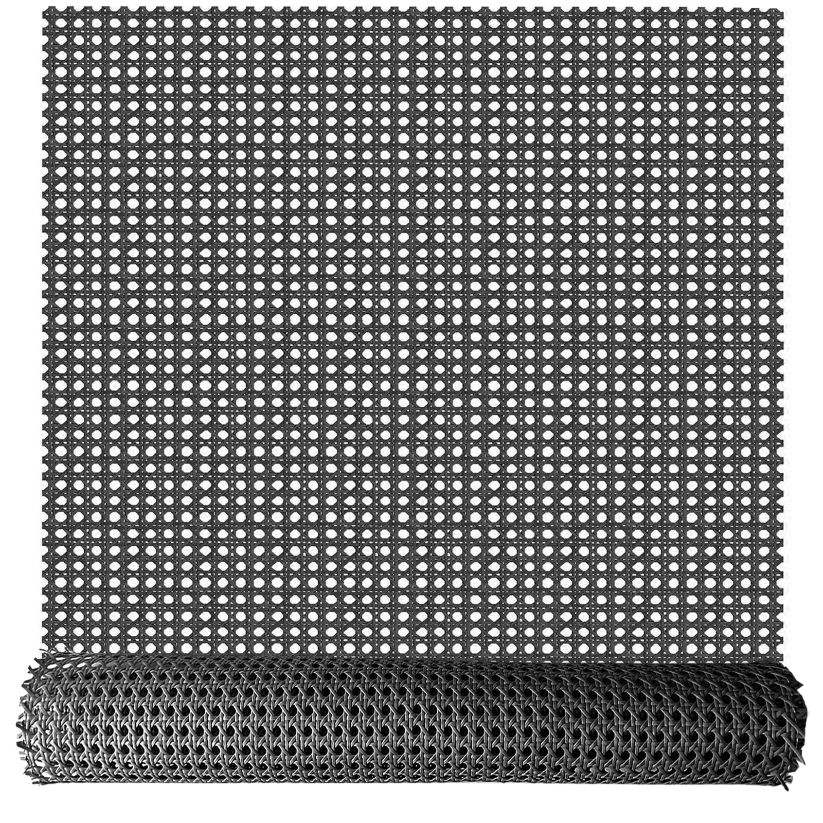 Selliner Black 24 Inch Wide Rattan Webbing 9.9Ft Long Plastic Rattan Webbing Rolls For Furniture, Chairs, Cabinets, Ceilings, Beds Rattan Projects Basket Weaving Supplies Open Mesh Rattan