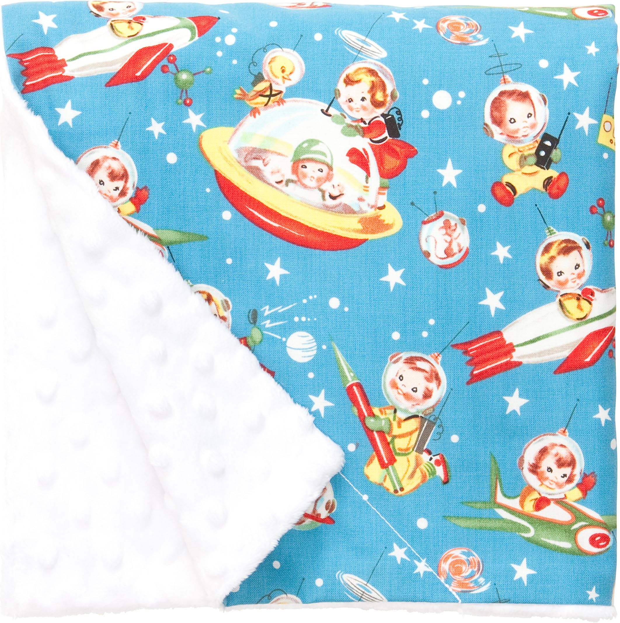 Baby Elephant Ears Luxury Pram Blanket (Retro Rocket)