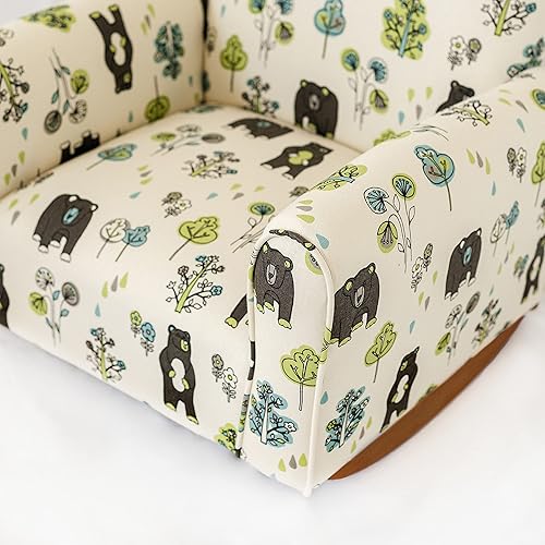 Miniatura 5 de Silla para niños, sillón tapizado para niños pequeños, mecedora para niños (estampado de osos y árboles, mecedores), 19 pulgadas de profundidad x 21