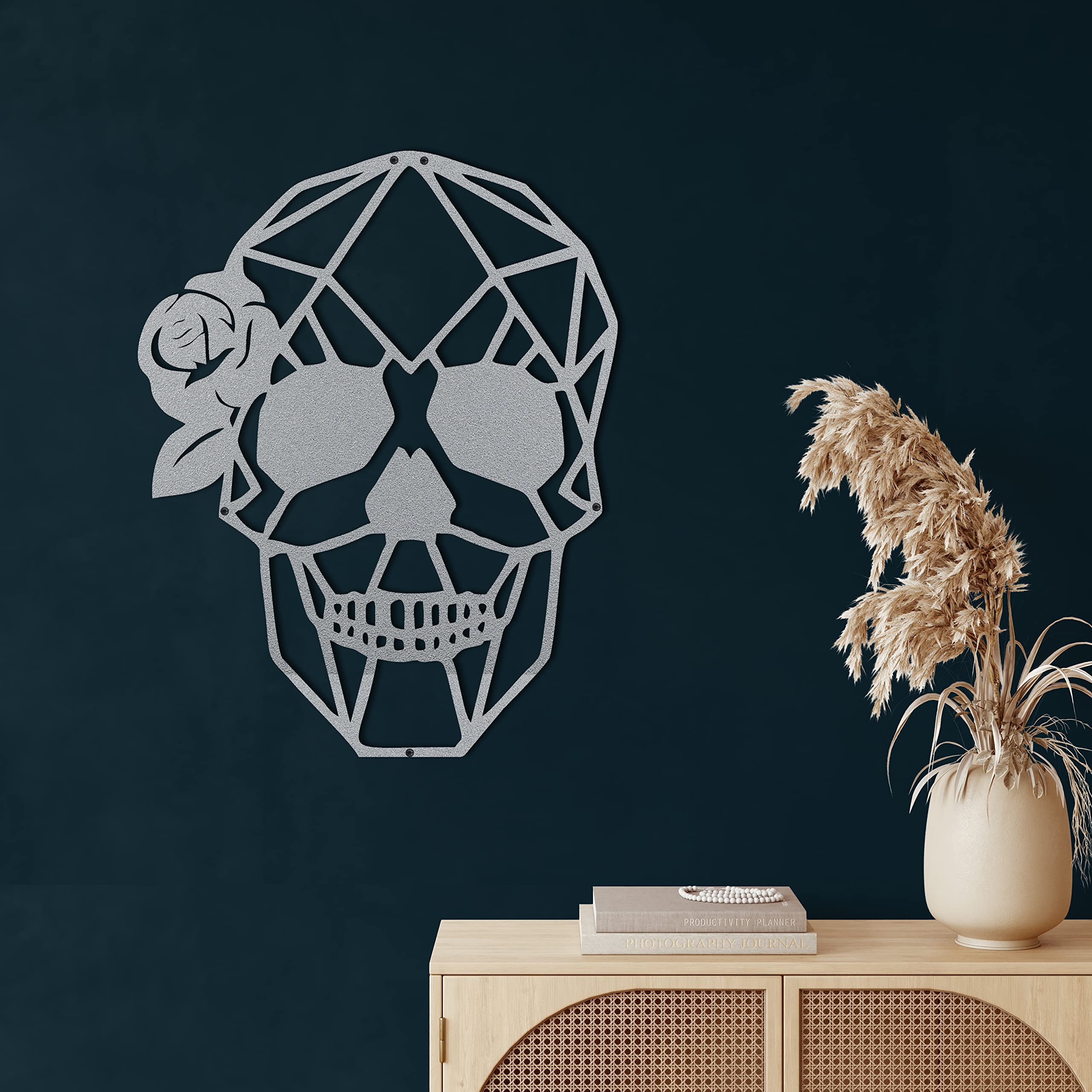 DEKADRON Metal Wall Decor, Viva La Vida, Home Living Room Decor, Wall Sign, Metal Wall Art, Interior Decoration, Indoor Outdoor Hangings, Silver (34x45cm)