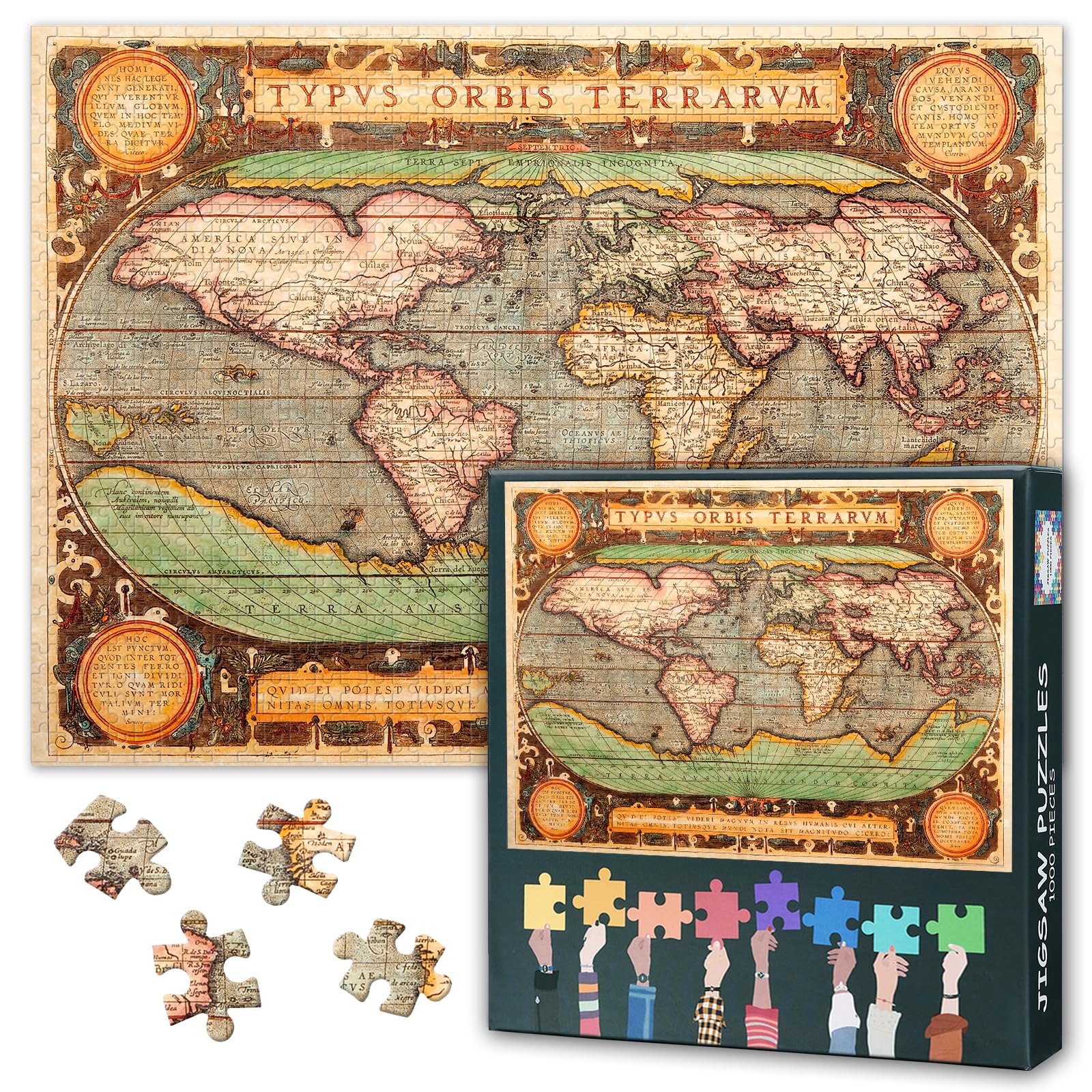 Puzzles for Adults 1000 Pieces, Old Map (1587) Jigsaw Puzzles, Adult Puzzle for Adults, Educational Fun Games or Toys for Elders Friends 20X27 INCH