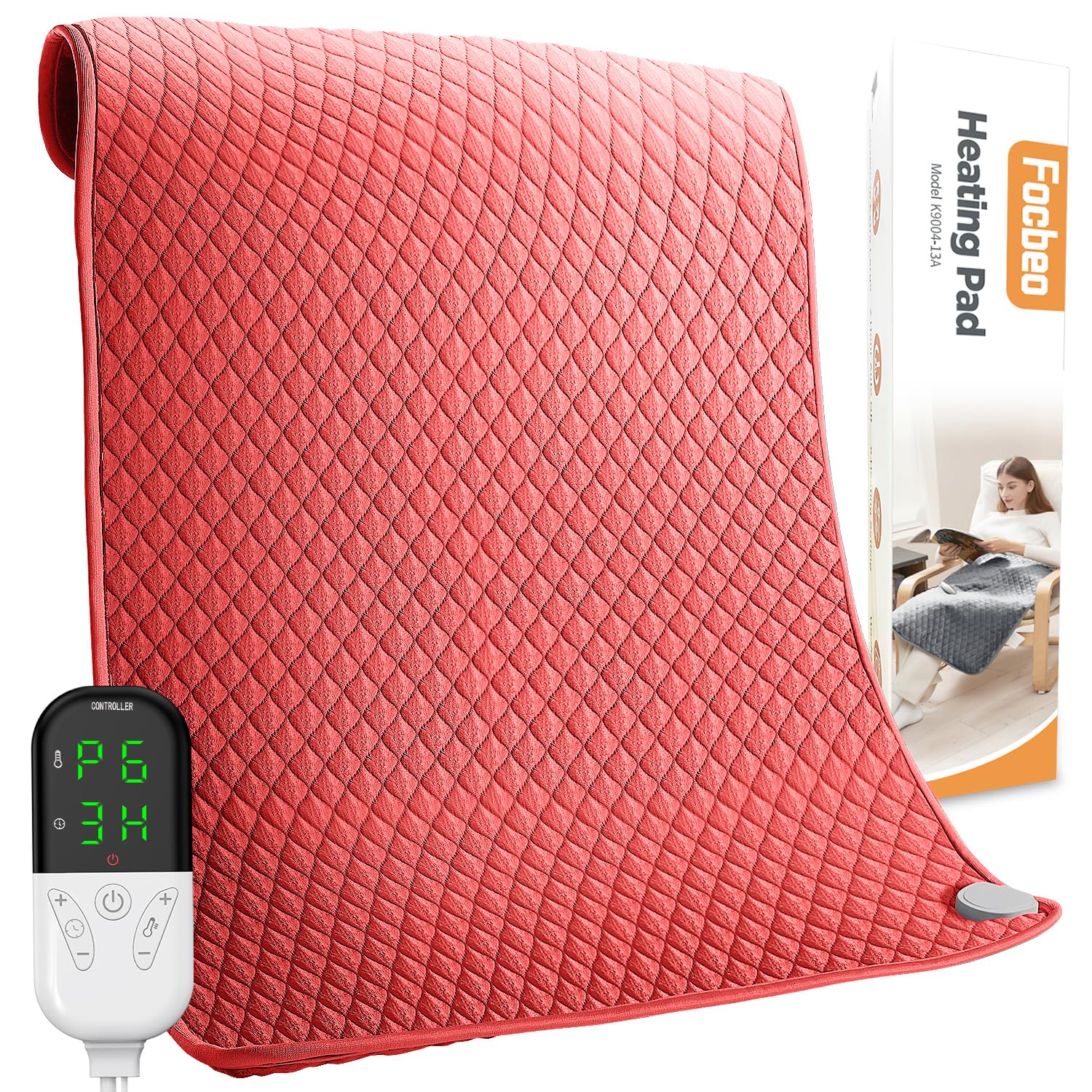 King Size Heating Pad for Back Pain 32x24 Extra Large Electric Heating Pad for Period Cramps Relief Body