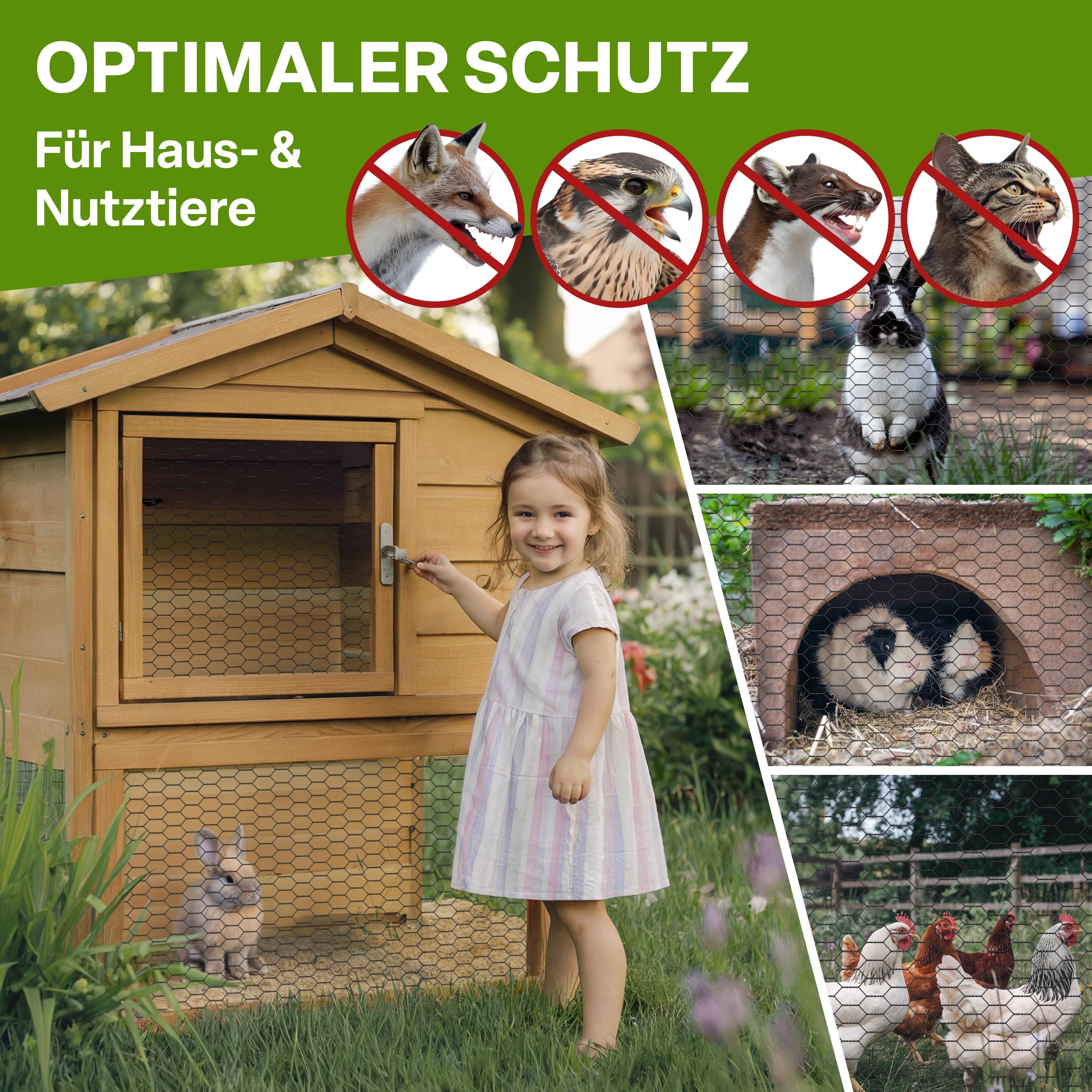 TTL GARDEN Guard-LINE Grillage pour lapin Noir 1 m x 25 m – Mailles 25 x 45