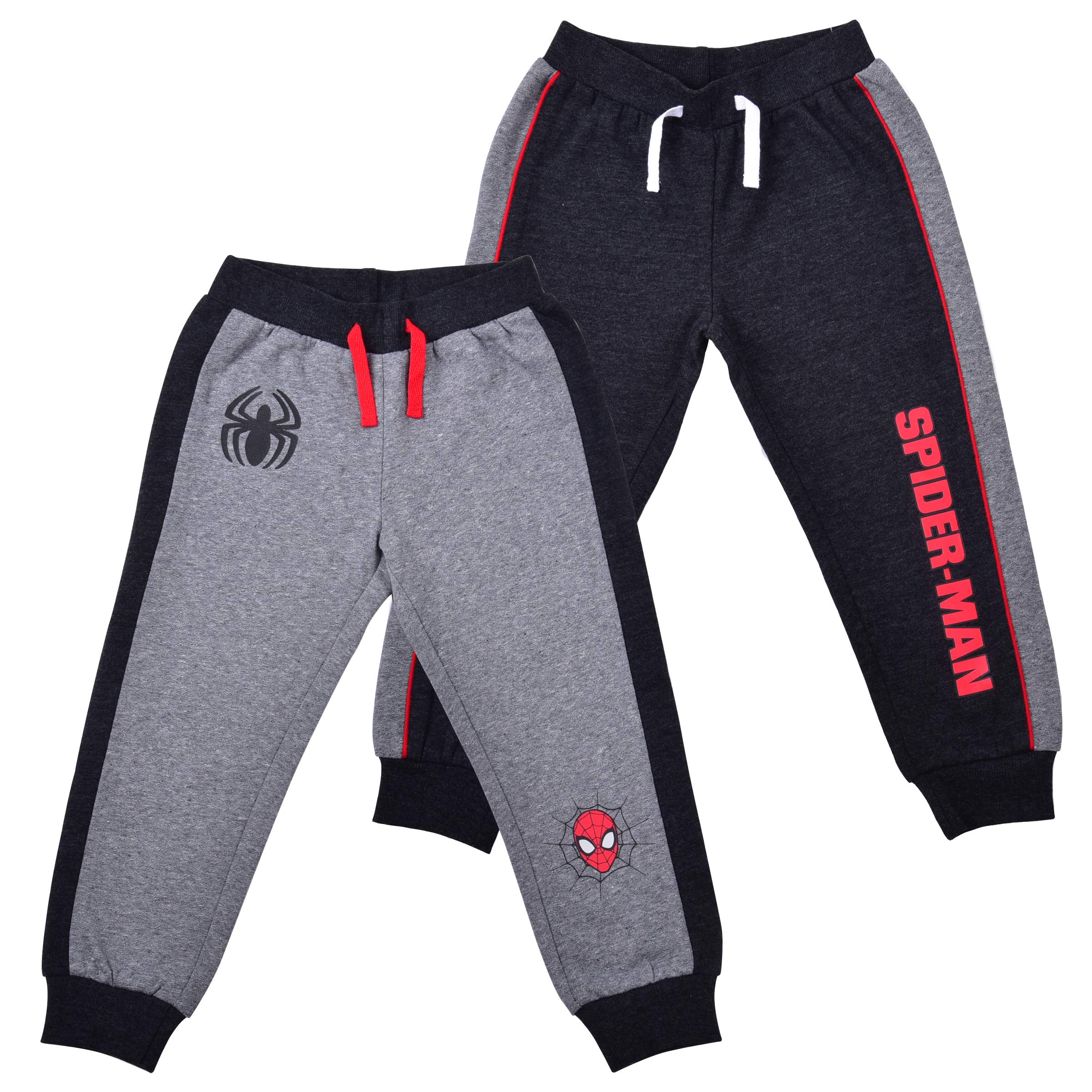 MarvelSpiderman Boys’ 2 Pack Jogger Pant with Drawstring for Toddler and Little Kids – Blue/Navy or Black/Grey