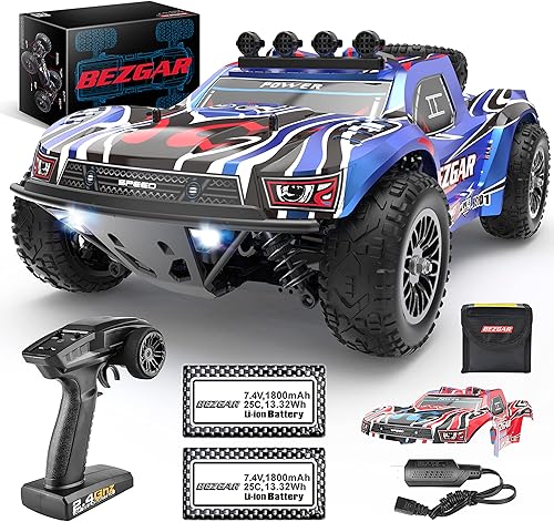 BEZGAR HS101 - Camión de control remoto a escala 110 4WD velocidad máxima de 40 kmh para todos los terrenos juguete eléctrico todoterreno RC Monster
