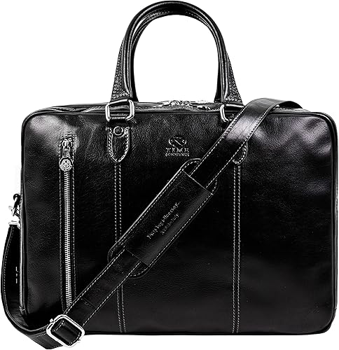 Maletín de cuero para laptop bolsa de computadora de cuero de grano completo para hombres y mujeres resistencia al tiempo