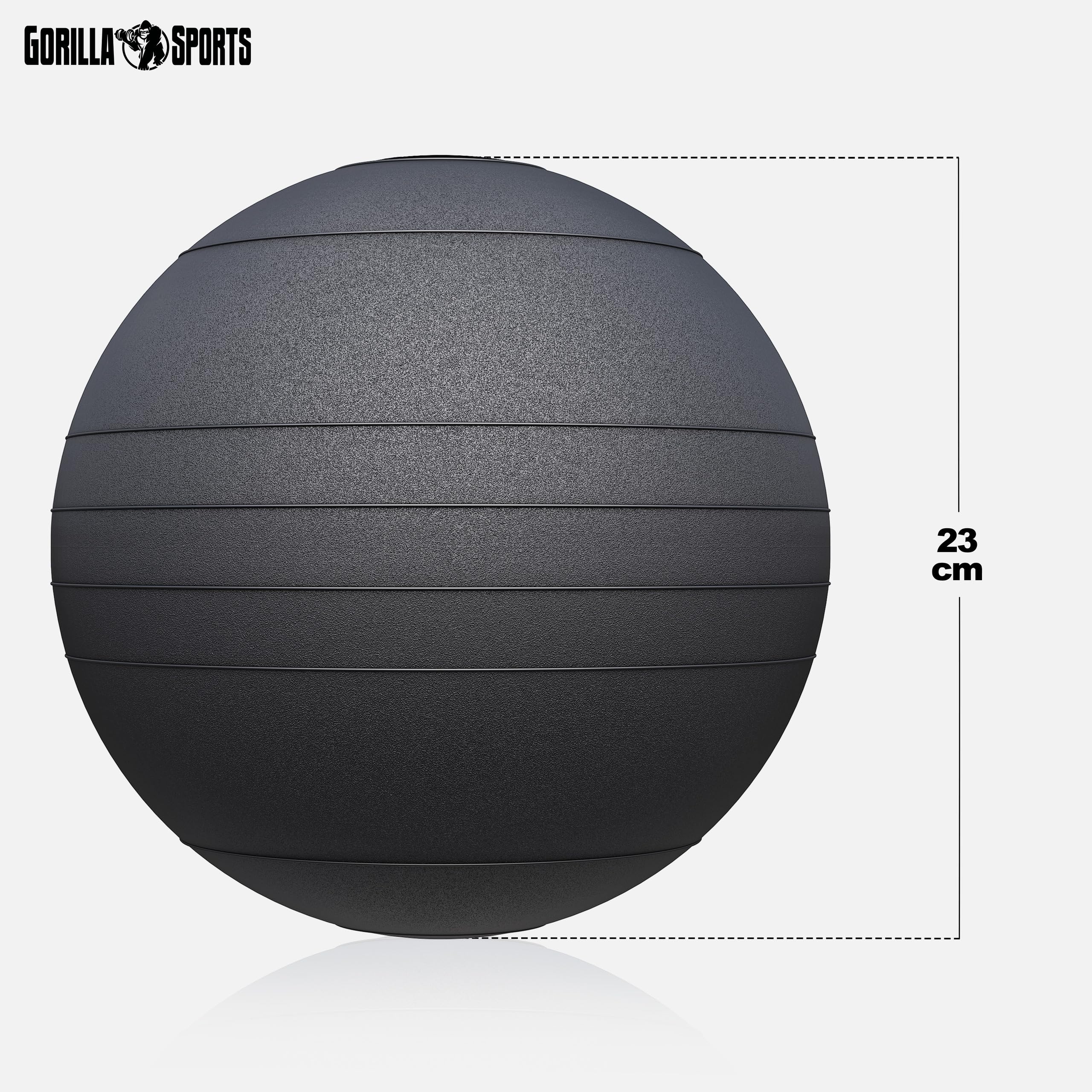 Gorilla Sports® Slam Ball - 3kg, 5kg, 7kg, 10kg, 15kg, 20kg Poids, Individuel/Ensemble, Antidérapante, Noir - Medecine Ball, Balles de Poids, Musculation, pour Fitness, Gym, Domicile, Entraînement