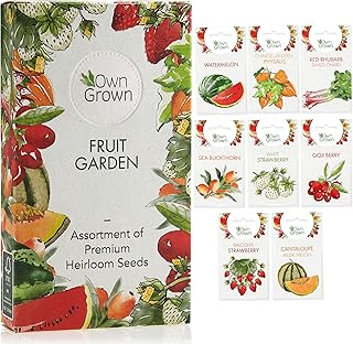 Grow Your Own Fruit: Premium Garden Fruit Seeds Set with 8 Tasty Varieties – Watermelon Seeds, White Strawberry Seeds, Rhubarb Seeds, Goji Berry Seeds – Gardening Gifts for Planting Seeds by OwnGrown