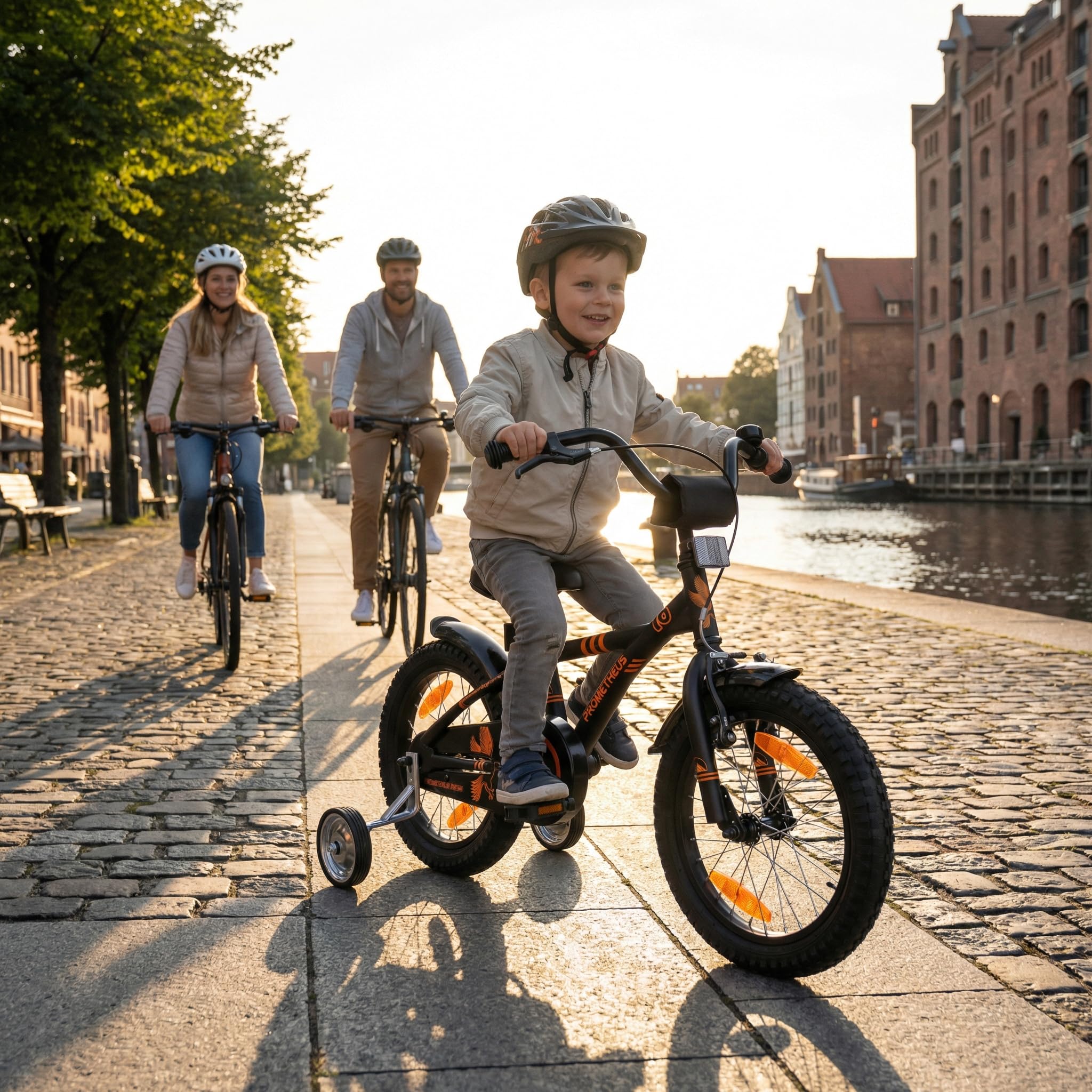 PROMETHEUS BICYCLES Velo 16 Pouces Garcon Fille Velo Enfant 16 Pouces pour 4 a 5 Ans - Vélo BMX avec Frein à rétropédalage, Roues stabilisatrices en Noir