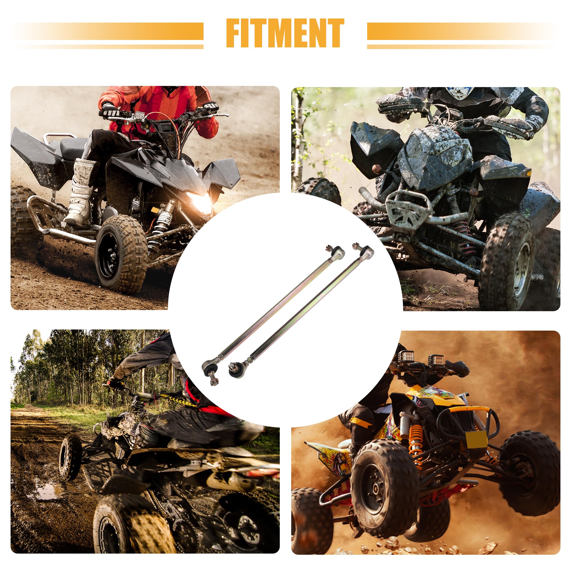 QUARKZMAN Extremos De Barra De Dirección Para Atv - 2 Unidades | Rosca: M10X1.25, Longitud Rosca: 1.5Cm, Longitud Barra: 13.5Cm, Tamaño Extremo: 7.8X5Cm, Compatibilidad: 50-250Cc
