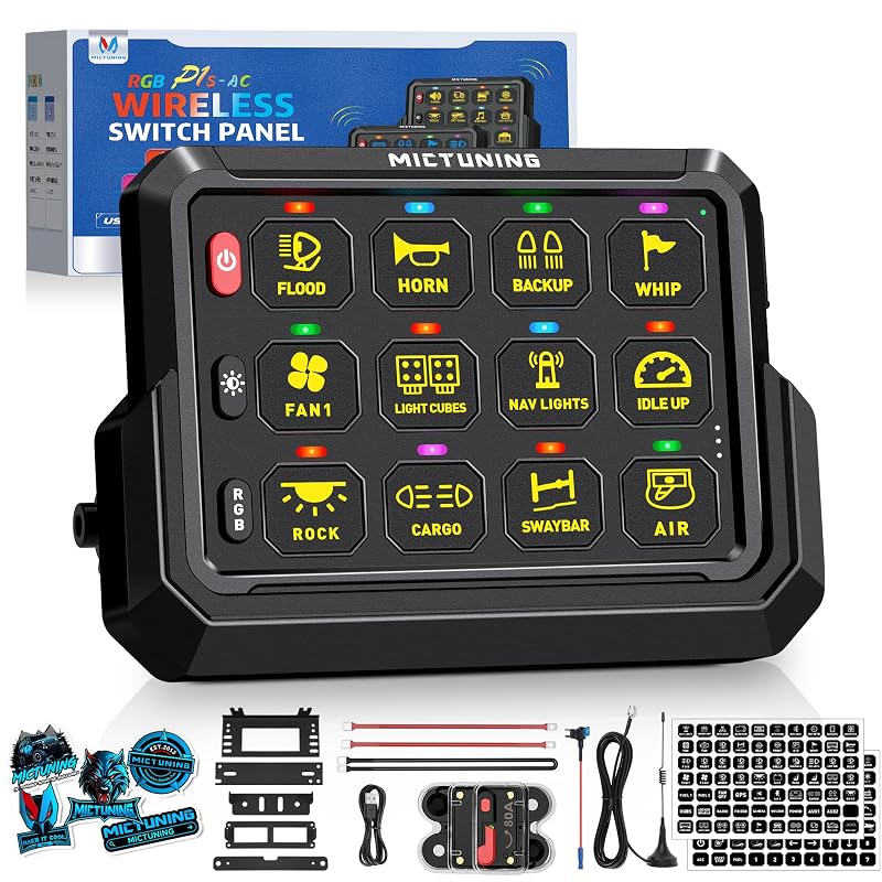 Painel de interruptores sem fio MICTUNING P1s-AC com 12 comandos – Plug and Play