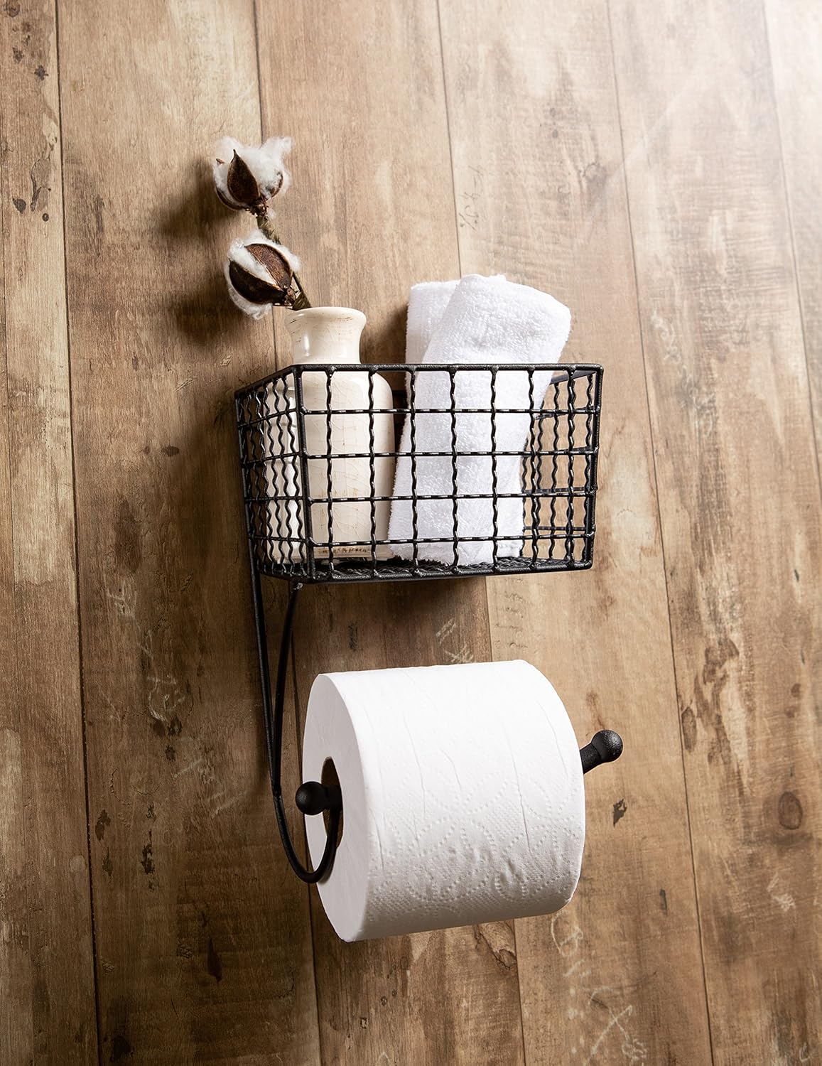 DII Rustic Farmhouse Bathroom Décor, Metal Storage, Toilet Paper Holder, Black