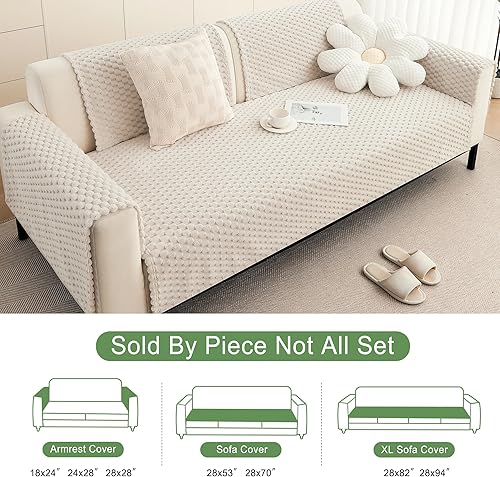 Miniatura 6 de Foxdecor Juego de 2 fundas para reposabrazos de sofá, fundas antideslizantes para brazos de silla, fundas para muebles (color blanco, 18 x 24