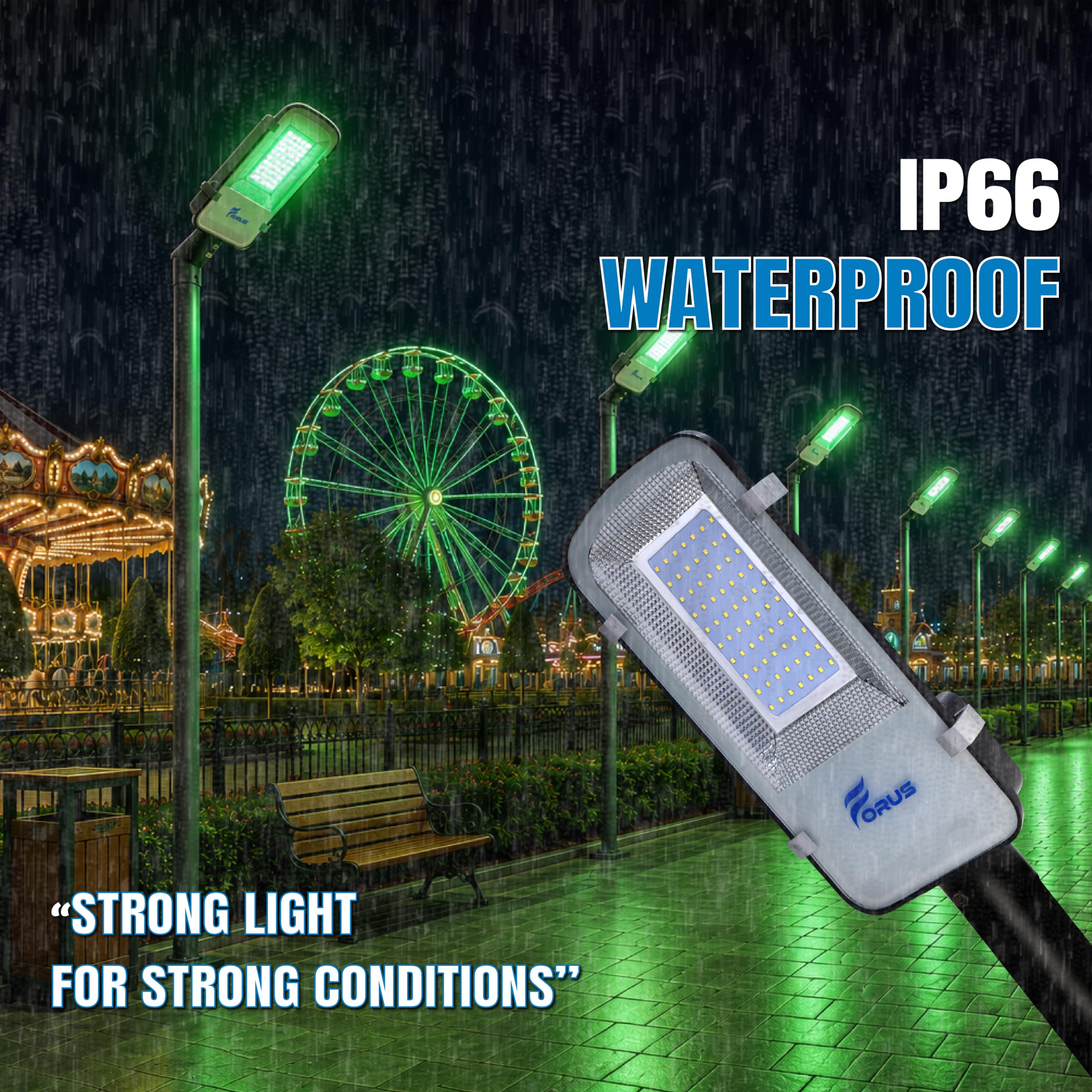 Forus 50W Green LED Street Light - Outdoor Security & Decor -3