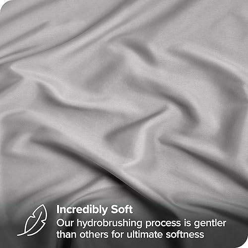 Miniatura 2 de Bare Home Sábana bajera King Luxury 1800 de microfibra ultrasuave y 2 fundas de almohada, bolsillos profundos, ajuste fácil, color gris claro