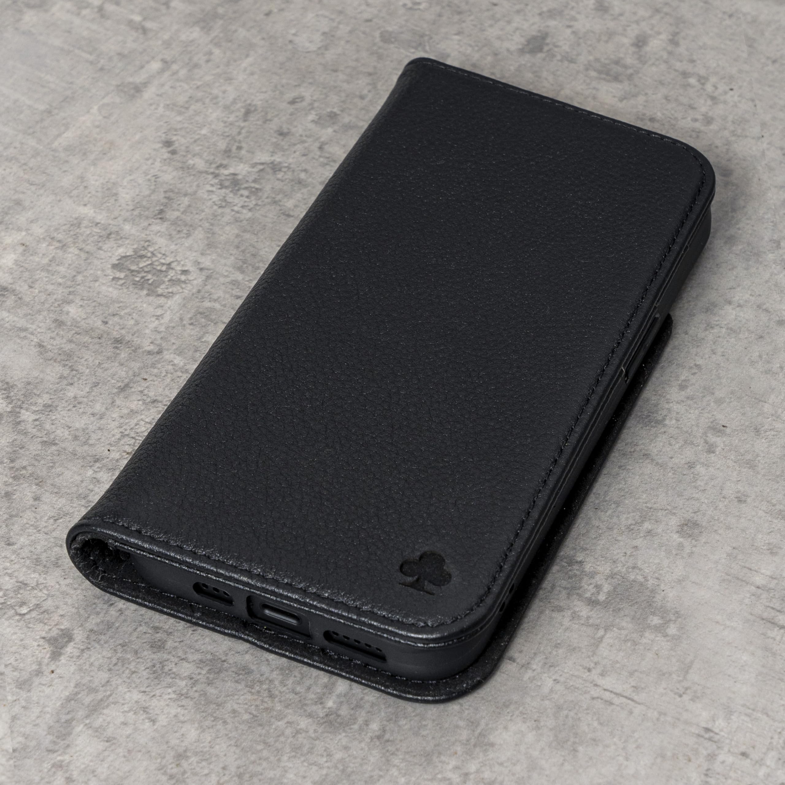Porter Riley - Custodia in Pelle per iPhone XR. Supporto/Copertura/Portafoglio Slot Per Schede, Supporto Orizzontale, Telaio Resistente (Nero Assoluto)