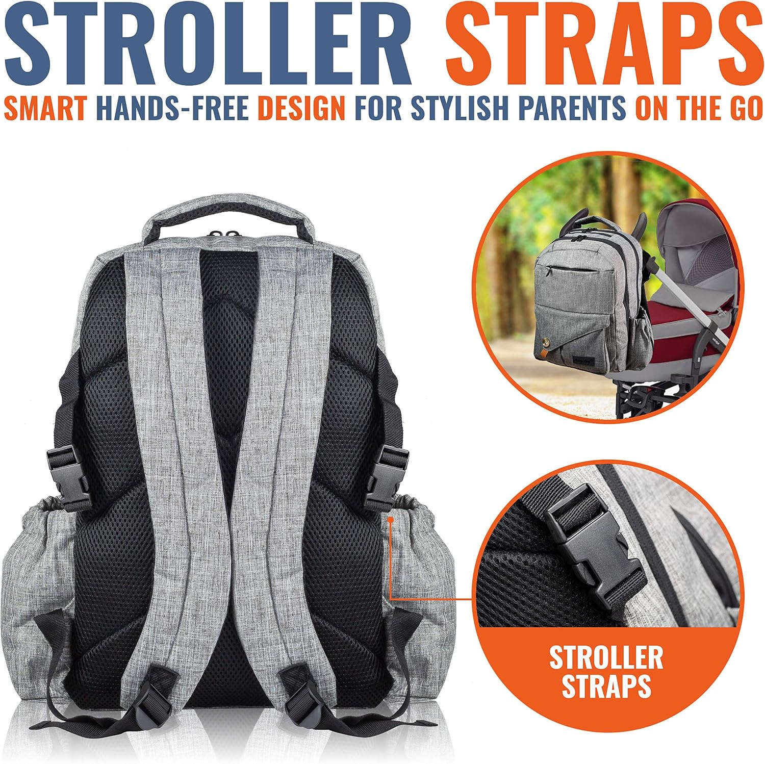 Baby Diaper Bag Backpack – Large Multi-Function Diaper Back Pack with Changing Pad – Waterproof Nappy Changing Bag with Insulated Pockets – Durable Stylish Unisex Travel Organizer by AnyHug, Gray