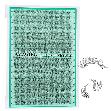 AMZGIRL LASH Lash Clusters 160PCS Natural Lash Clusters with Invisible Eyelash Band Clusters Eyelashes Cluster Wide Stem Eyelash Extensions Individual Wispy Lashes ClusterLavendy,D-Mix8-16mm