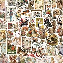 300PCS Vintage Retro Stickers, Whimsical Aesthetic Vinyl Sticker Pack for Scrapbooking & Journaling, Kindle & Laptop