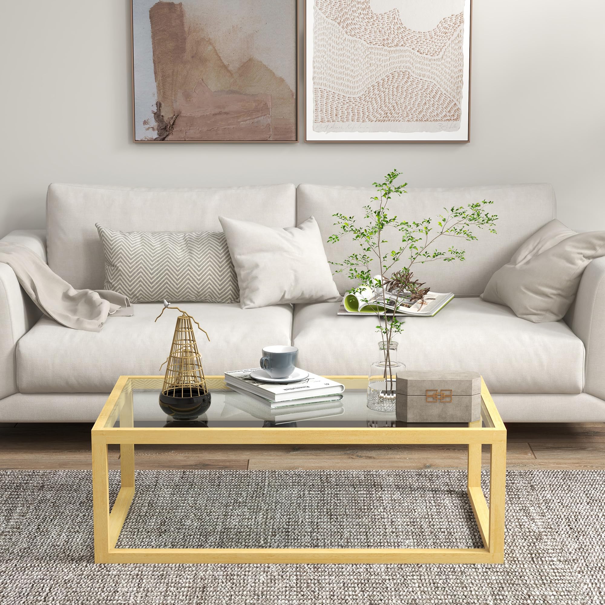HOMCOM Table Basse Rectangulaire Salon 100L x 60l x 35H cm Bois Naturel
