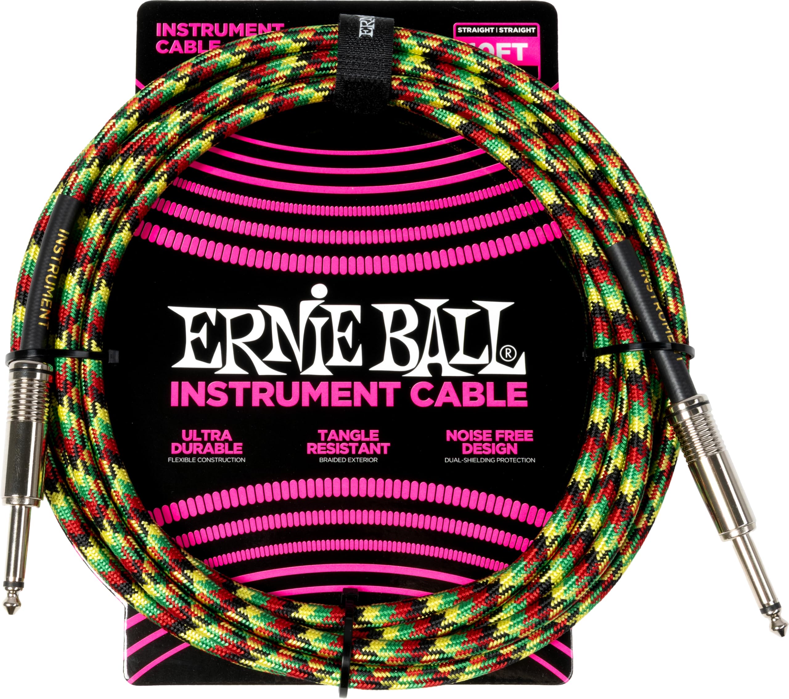 Ernie Ball Braided Instrument Cable Straight/Straight 10ft - Good Vibrations (P06480)