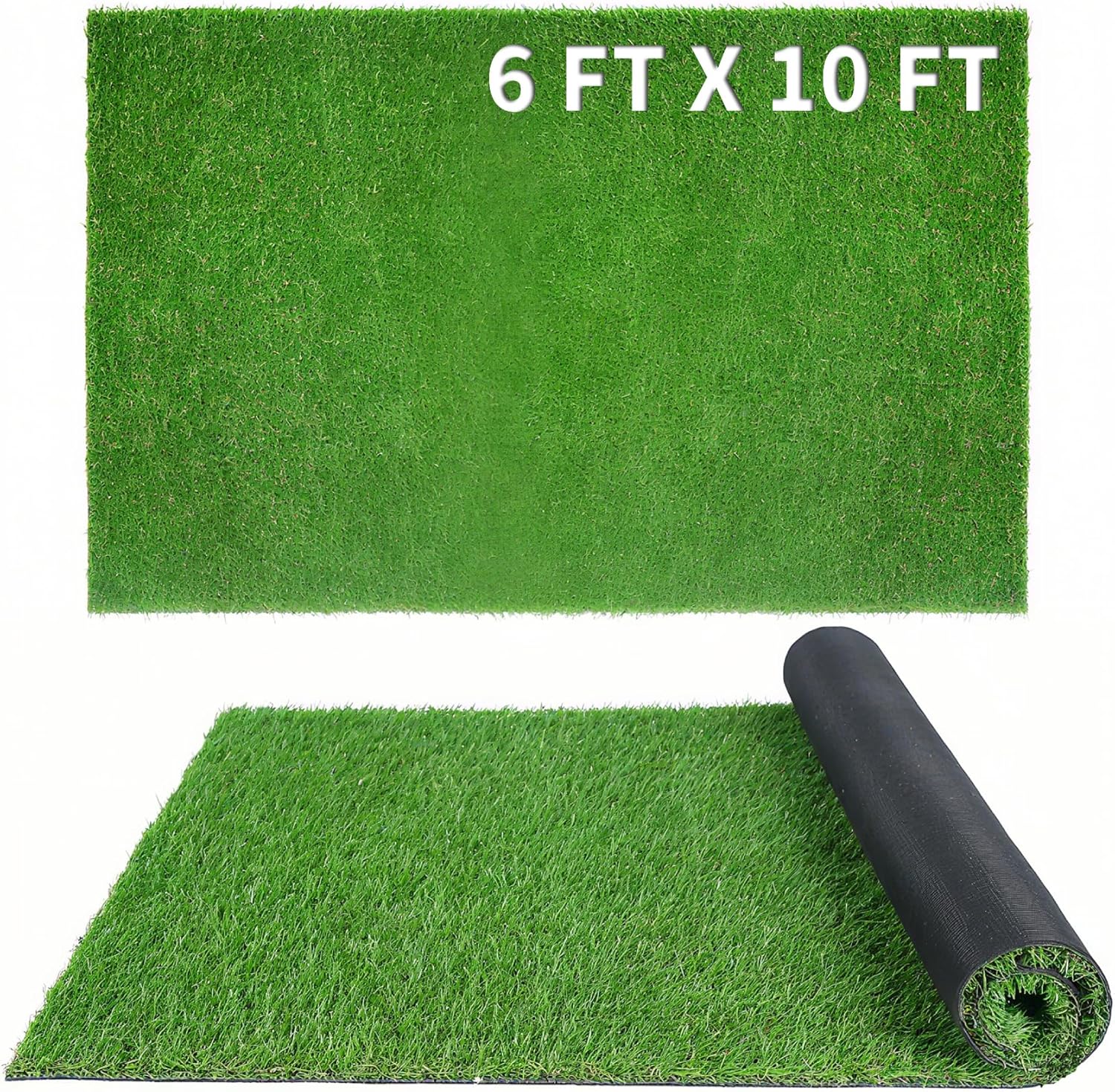 XLX TURF 6FT x 10FT Indoor Outdoor Fake Grass Rug, Artificial Turf Roll for Patio Balcony Backyard Decor - Realistic Grass Flooring for Dog Kennels, Pet Friendly & Drainage